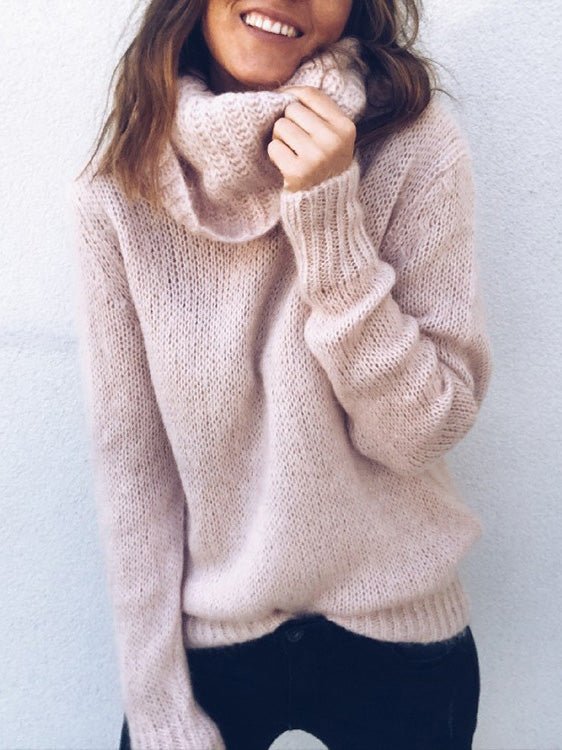 Women's Sweaters Solid Turtleneck Long Sleeve Sweater - LuckyFash™