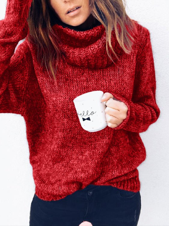 Women's Sweaters Solid Turtleneck Long Sleeve Sweater - LuckyFash™