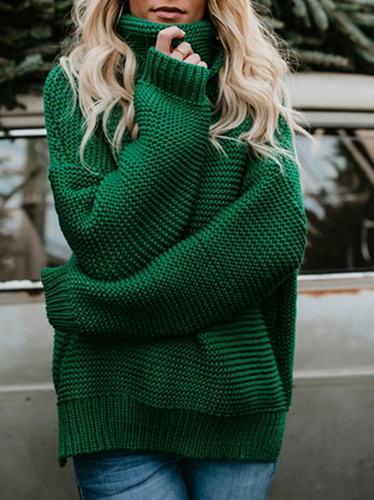 Women's Sweaters Solid Turtleneck Pullover Long Sleeve Sweater - LuckyFash™