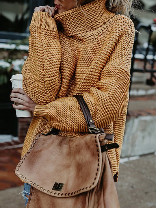Women's Sweaters Solid Turtleneck Pullover Long Sleeve Sweater - LuckyFash™