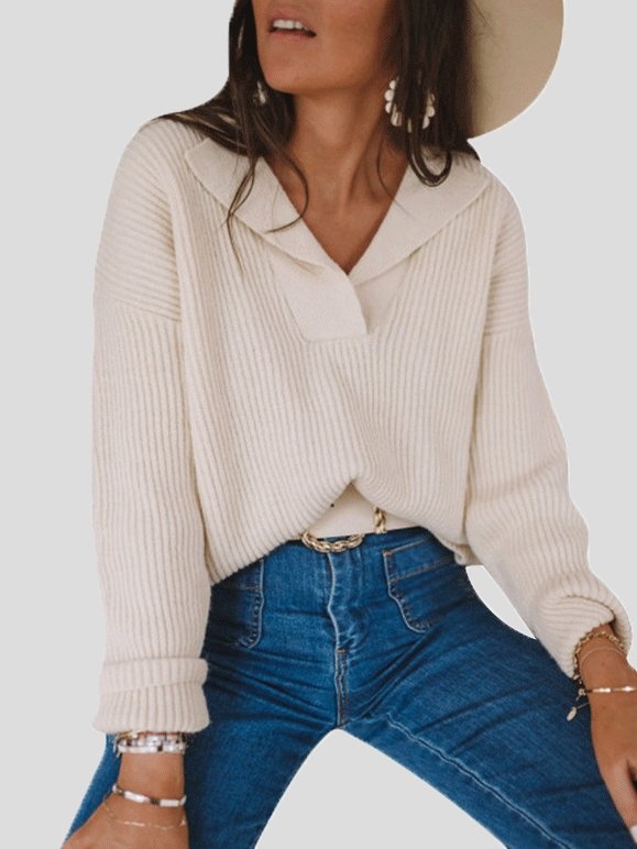 Women's Sweaters Suit V-Neck Long Sleeve Pullover Knitted Sweater - LuckyFash™