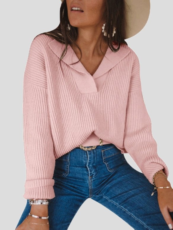 Women's Sweaters Suit V-Neck Long Sleeve Pullover Knitted Sweater - LuckyFash™