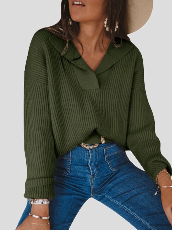 Women's Sweaters Suit V-Neck Long Sleeve Pullover Knitted Sweater - LuckyFash™