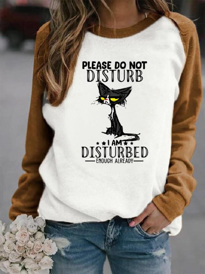 Women's T-Shirts Animal Alphabet Print Round Neck Long Sleeve T-Shirts - LuckyFash™
