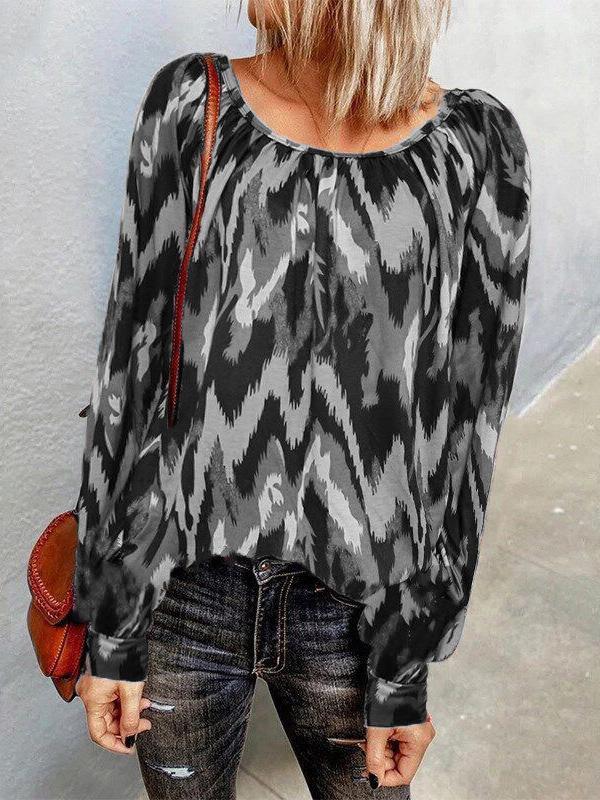 Women's T-Shirts Casual Print Round Neck Long Sleeve T-Shirts - LuckyFash™