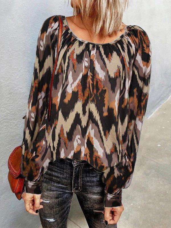 Women's T-Shirts Casual Print Round Neck Long Sleeve T-Shirts - LuckyFash™