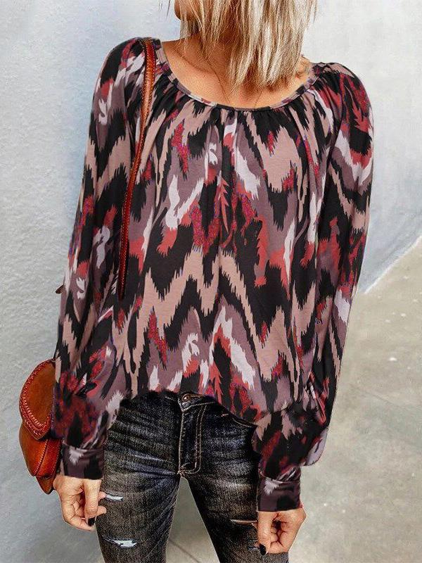 Women's T-Shirts Casual Print Round Neck Long Sleeve T-Shirts - LuckyFash™