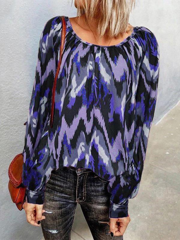 Women's T-Shirts Casual Print Round Neck Long Sleeve T-Shirts - LuckyFash™