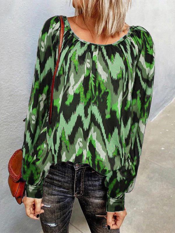 Women's T-Shirts Casual Print Round Neck Long Sleeve T-Shirts - LuckyFash™
