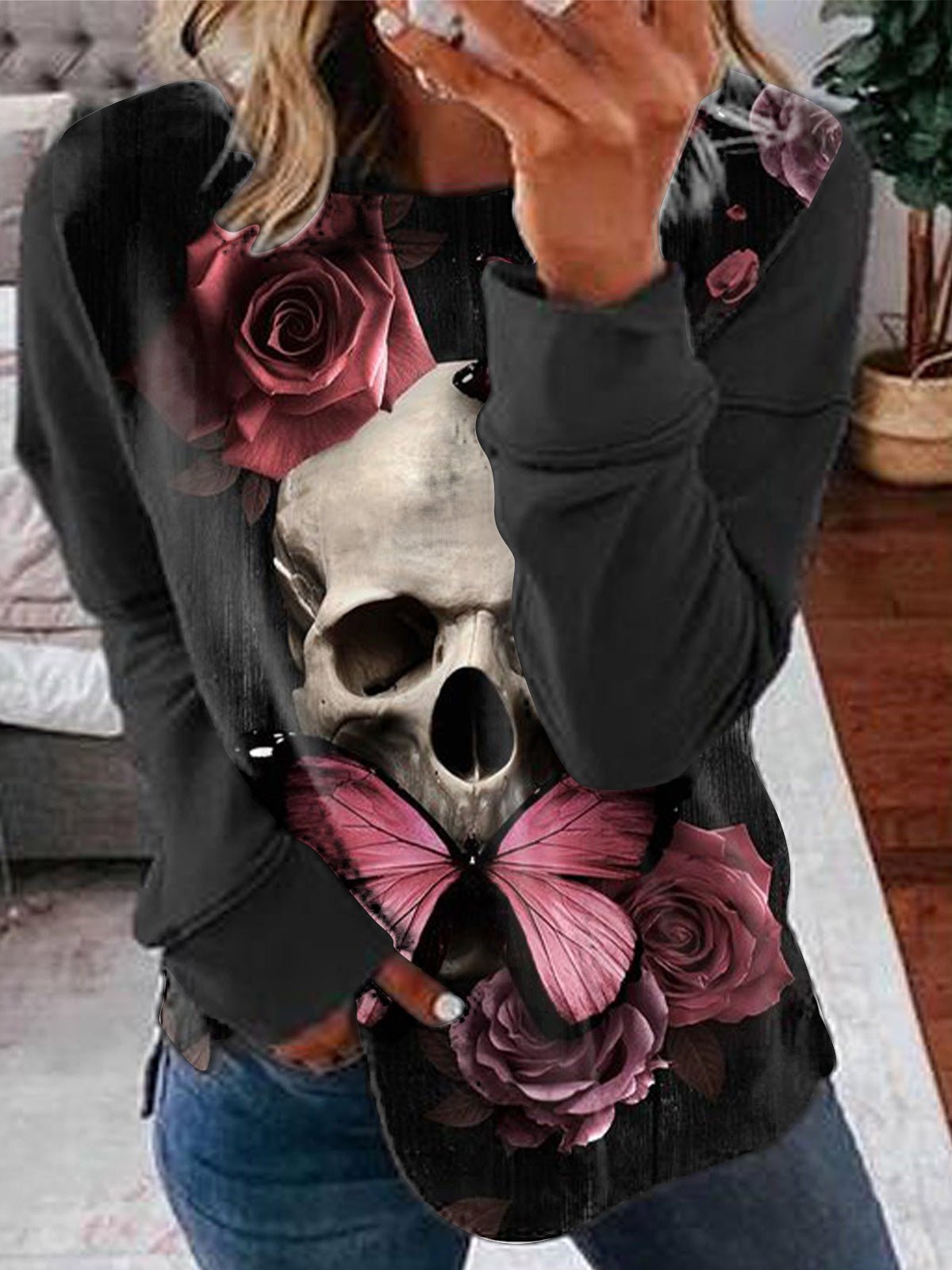T-Shirts Casual Skull Print Long Sleeve T-Shirt - LuckyFash™