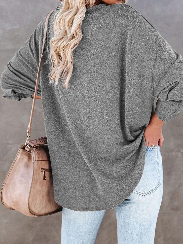 Women's T-Shirts Casual V-Neck Button Loose Cashmere Knit T-Shirts - LuckyFash™