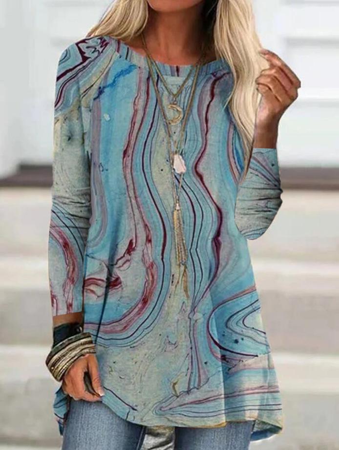 Women's T-Shirts Creative Print Round Neck Long Sleeve T-Shirt - LuckyFash™