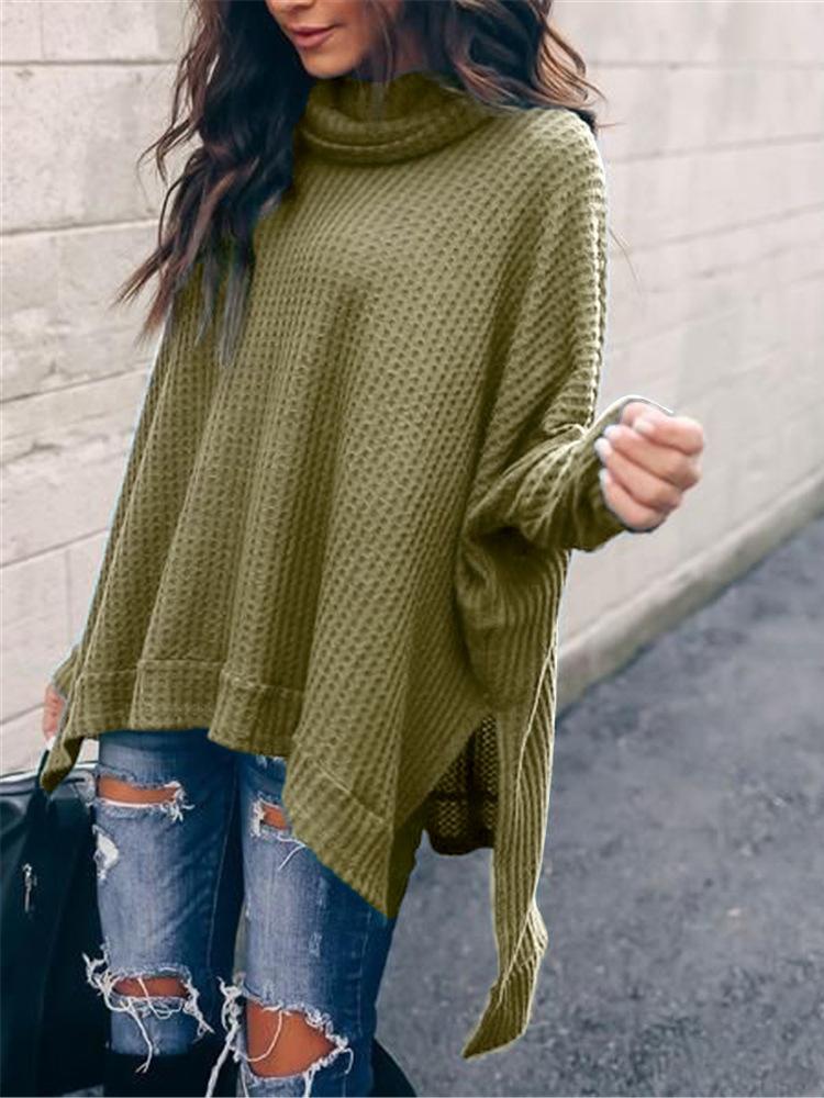 Women's T-Shirts High Collar Long Sleeve Irregular Knitted T-Shirt - LuckyFash™