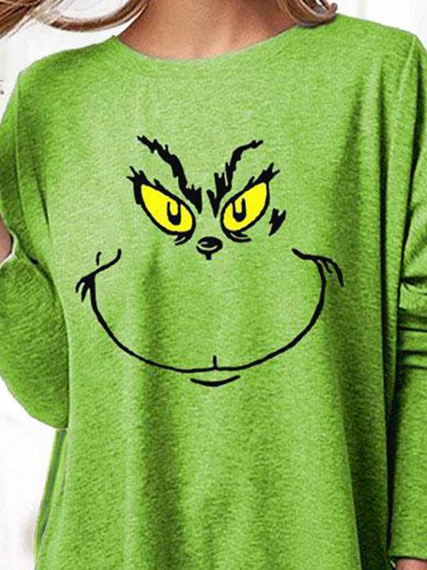 Women's T-Shirts Loose Pullover Print Round Neck Long Sleeve T-Shirt - LuckyFash™