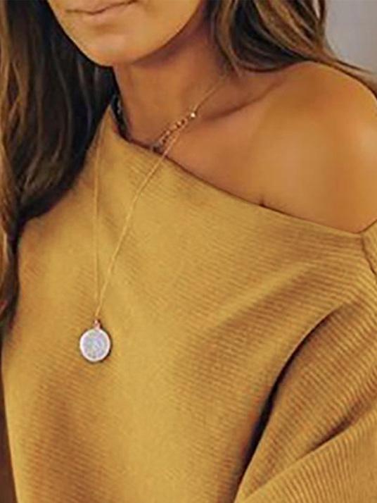 Women's T-Shirts Oblique Collar Off Shoulder Long Sleeve T-Shirts - LuckyFash™