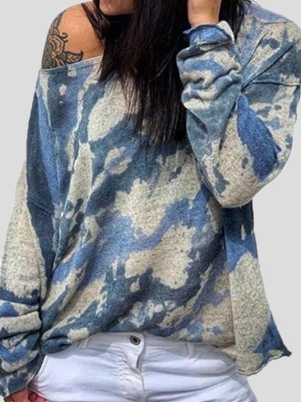 Women's T-Shirts Round Neck Loose Tie-Dye Long Sleeve T-Shirts - LuckyFash™