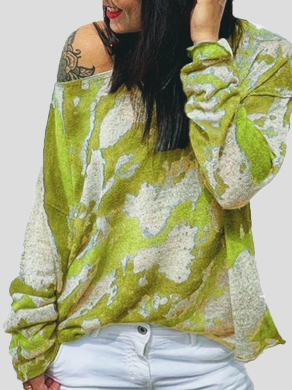 Women's T-Shirts Round Neck Loose Tie-Dye Long Sleeve T-Shirts - LuckyFash™