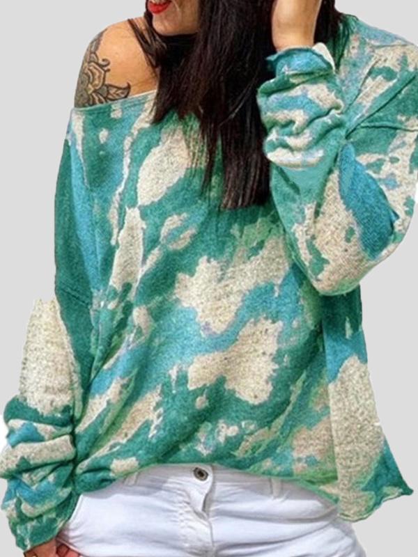 Women's T-Shirts Round Neck Loose Tie-Dye Long Sleeve T-Shirts - LuckyFash™