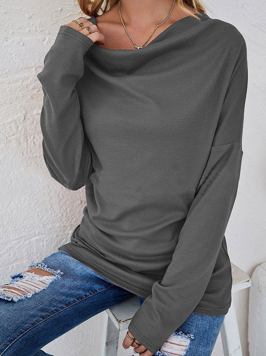 Women's T-Shirts Solid Crew Neck Long Sleeve T-Shirt - LuckyFash™