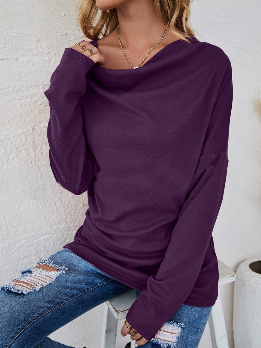 Women's T-Shirts Solid Crew Neck Long Sleeve T-Shirt - LuckyFash™
