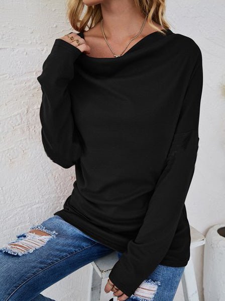 Women's T-Shirts Solid Crew Neck Long Sleeve T-Shirt - LuckyFash™