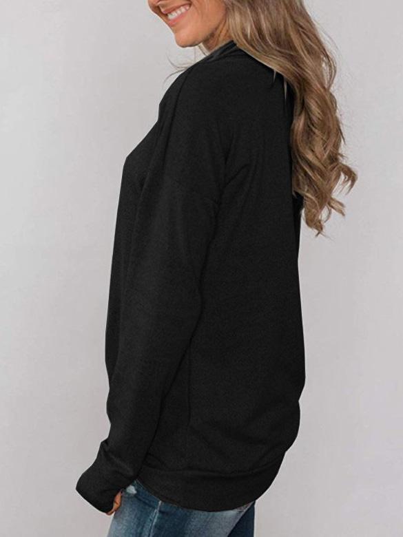 Women's T-Shirts Solid Pullover Pile Collar Long Sleeve T-Shirt - LuckyFash™