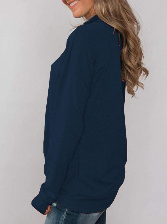 Women's T-Shirts Solid Pullover Pile Collar Long Sleeve T-Shirt - LuckyFash™