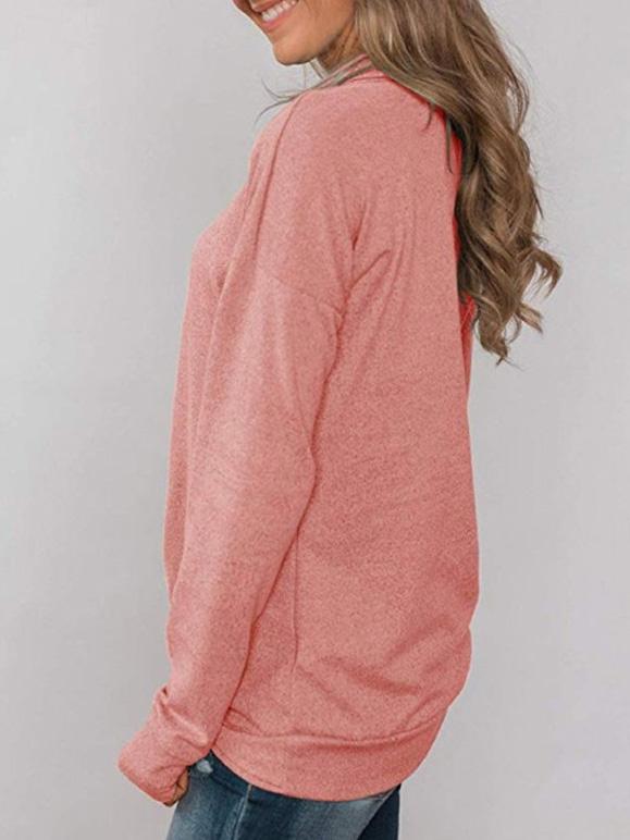 Women's T-Shirts Solid Pullover Pile Collar Long Sleeve T-Shirt - LuckyFash™