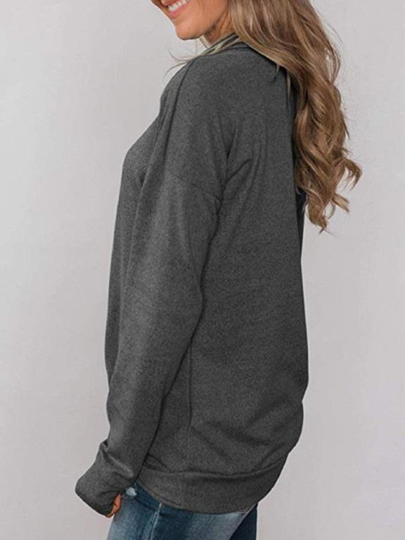 Women's T-Shirts Solid Pullover Pile Collar Long Sleeve T-Shirt - LuckyFash™