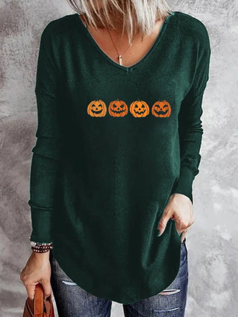 Women's T-Shirts V-Neck Printed Long Sleeve Casual T-Shirt - LuckyFash™