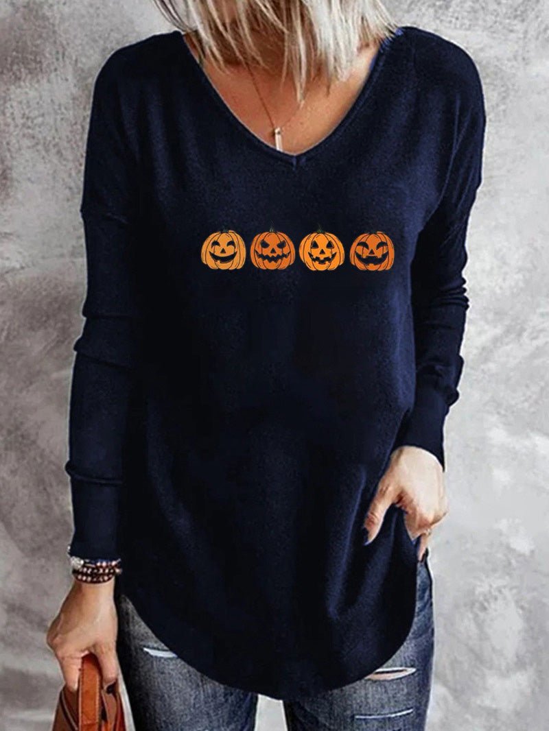 Women's T-Shirts V-Neck Printed Long Sleeve Casual T-Shirt - LuckyFash™
