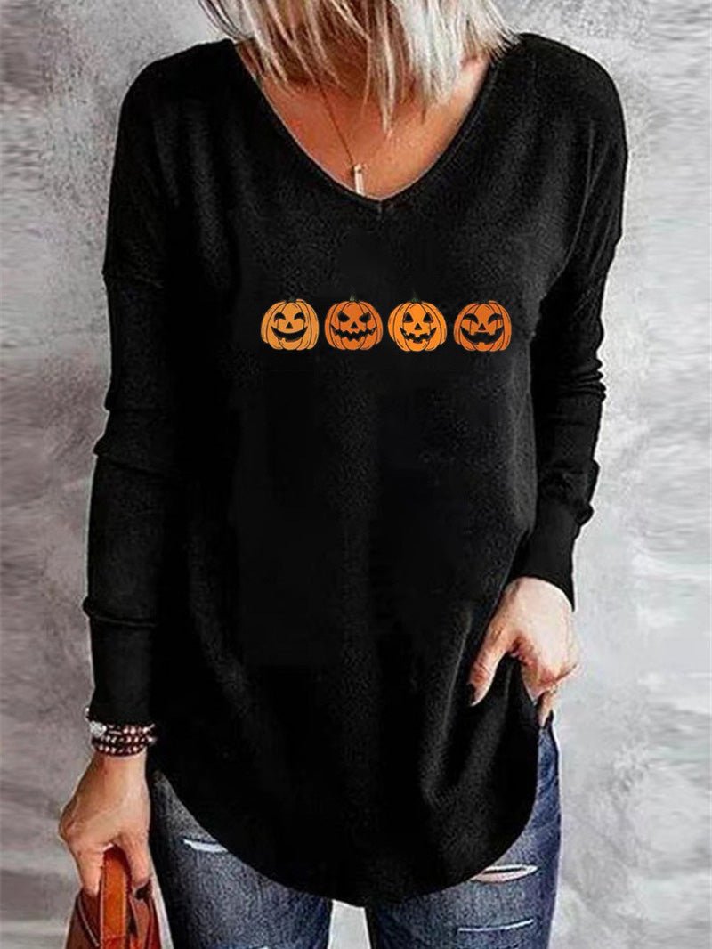Women's T-Shirts V-Neck Printed Long Sleeve Casual T-Shirt - LuckyFash™