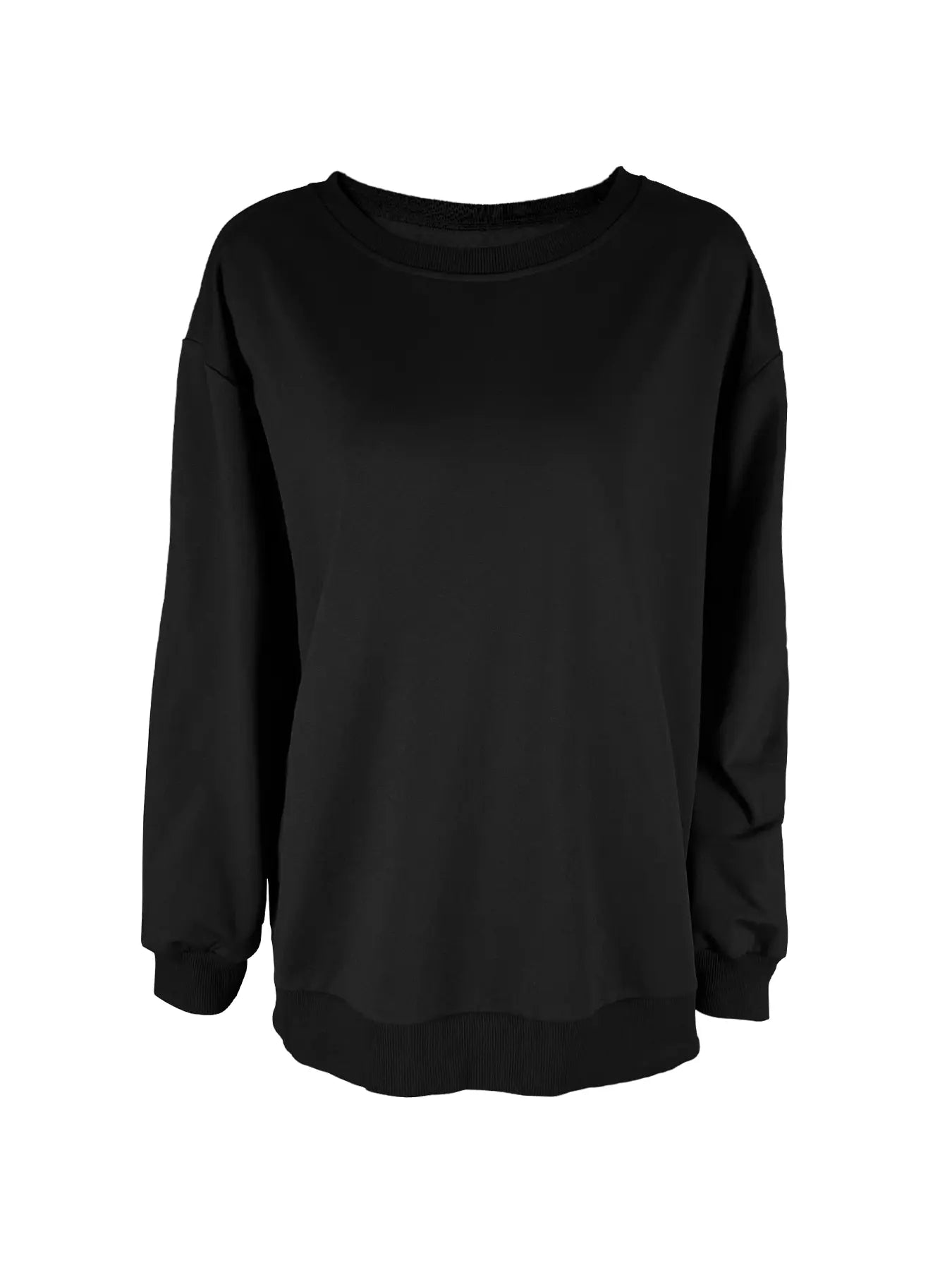 Solid Color Sweatshirt, Crew Neck Casual Sweatshirt For Fall & Spring, Women's Clothing