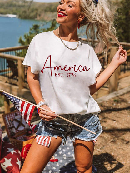 American Pride 1776 Patriotic Embroidered Tee