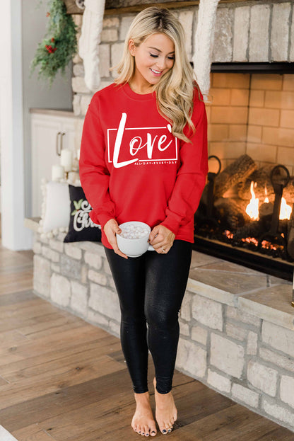 Fiery Red Valentine's Day Love Graphic Sweatshirt