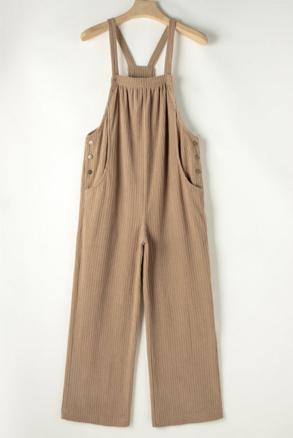 Gray Morn Solid Pocketed Loose Fit Corduroy Overall