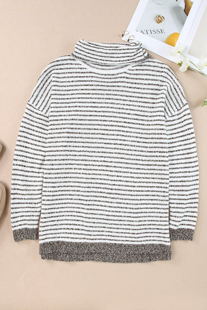 Women's Sweaters Solid High Collar Button Long Sleeve Sweater