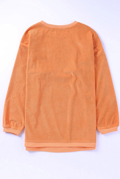 Orange Howdy Pumpkin Halloween Graphic Corded Sweatshirt