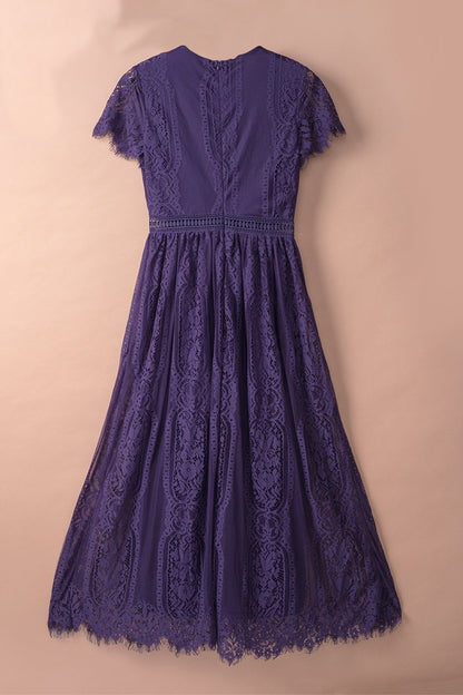 Printed V-Neck Short Sleeve Bohemian Dress