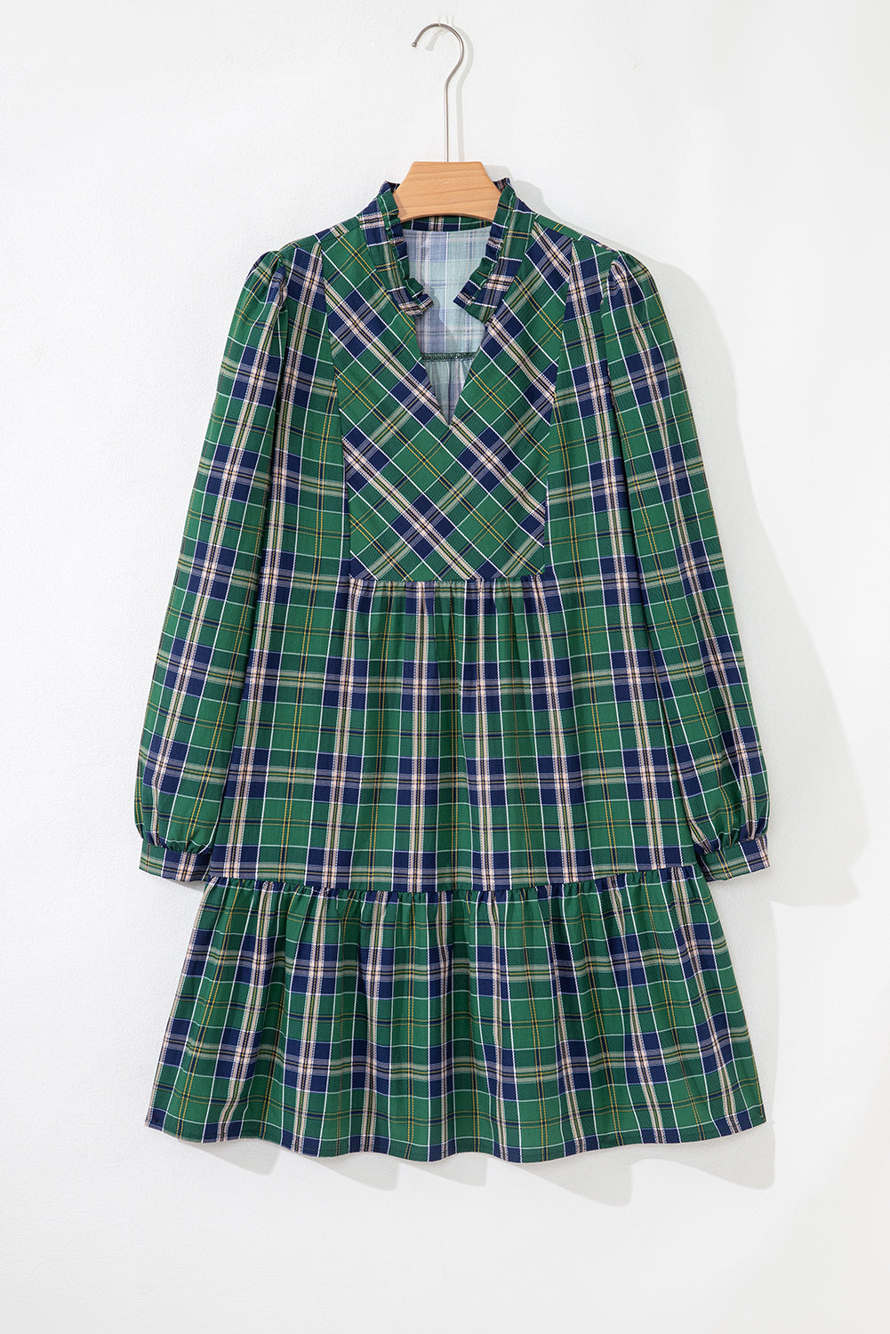 green plaid mini dress