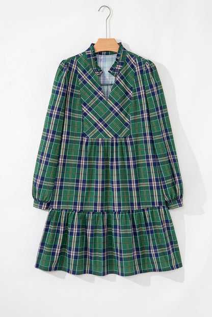 green plaid mini dress