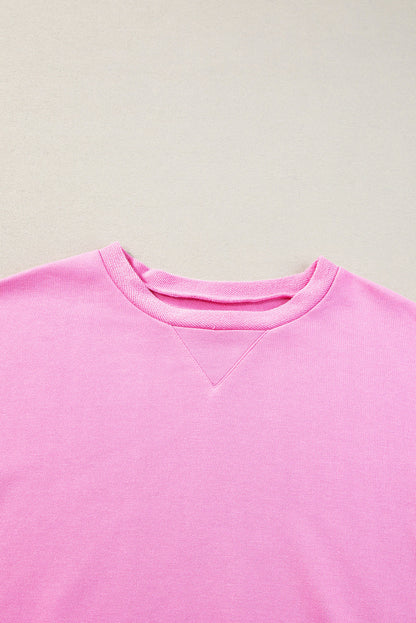 Pink Candy Colorblock French Terry Top