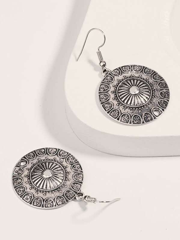 1pair Tribal Round Drop Earrings