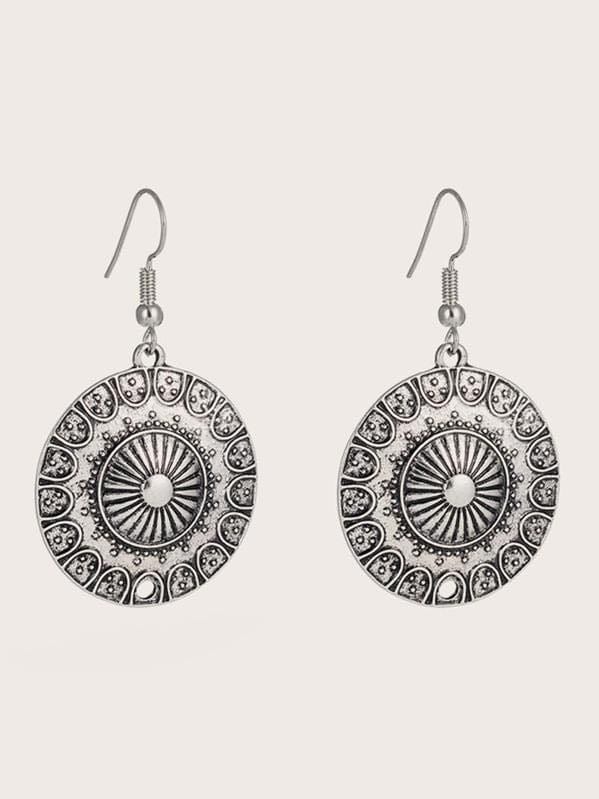 1pair Tribal Round Drop Earrings