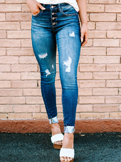 Jeans - Judy Blue Melanie Full Size High Waisted Distressed Boyfriend Jean - MsDressly