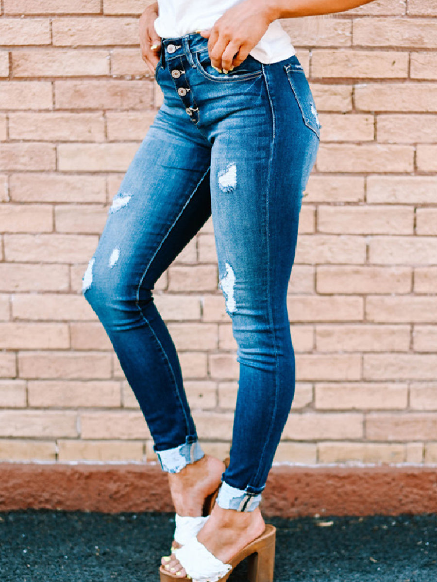 Jeans - Judy Blue Melanie Full Size High Waisted Distressed Boyfriend Jean - MsDressly