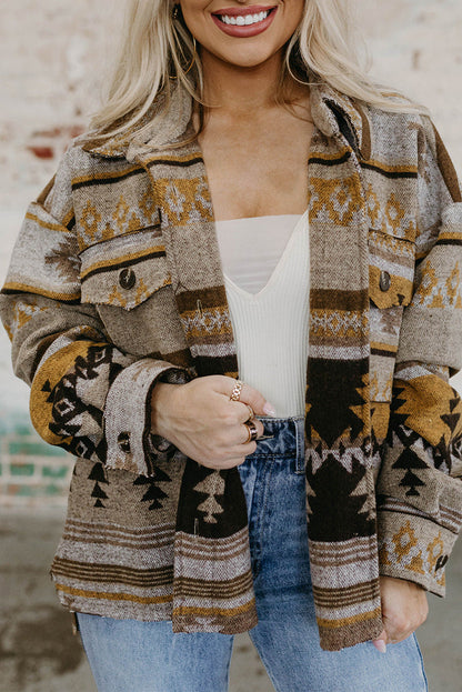 Brown Western Aztec Print Jacket