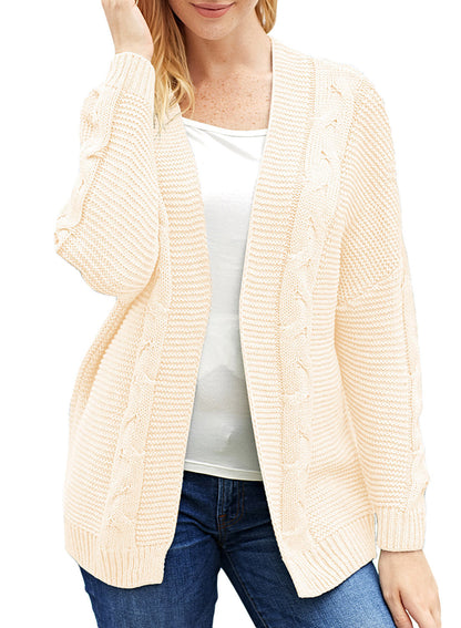 Women'S Solid Color Knitted Cardigan With Long Sleeves And Buttonless Design