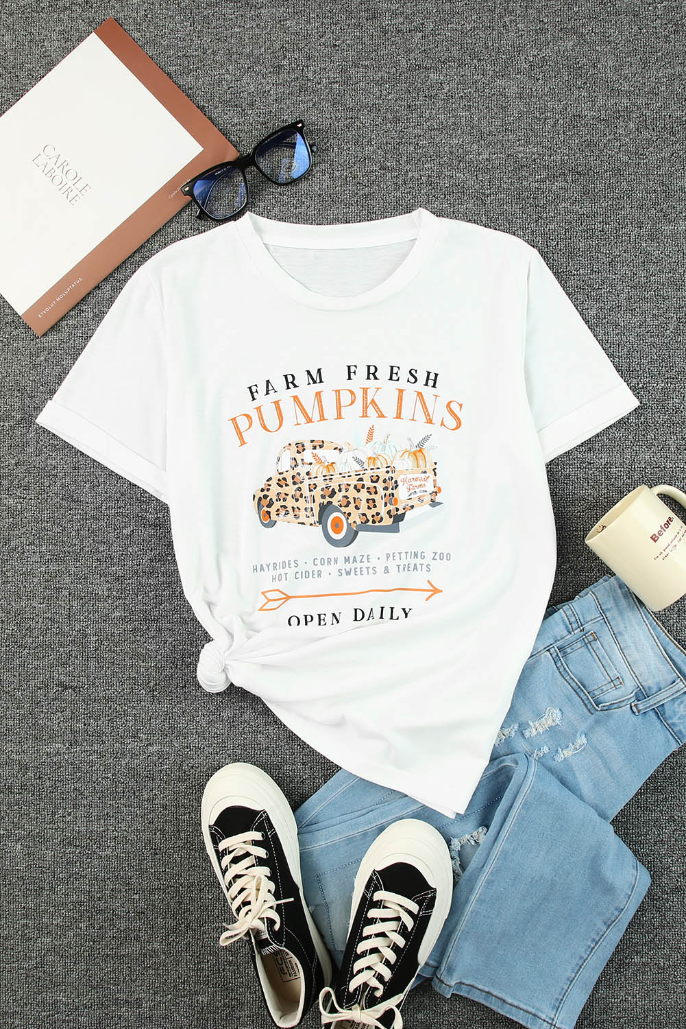 White Farm Fresh Pumpkin Open Daily T-Shirts