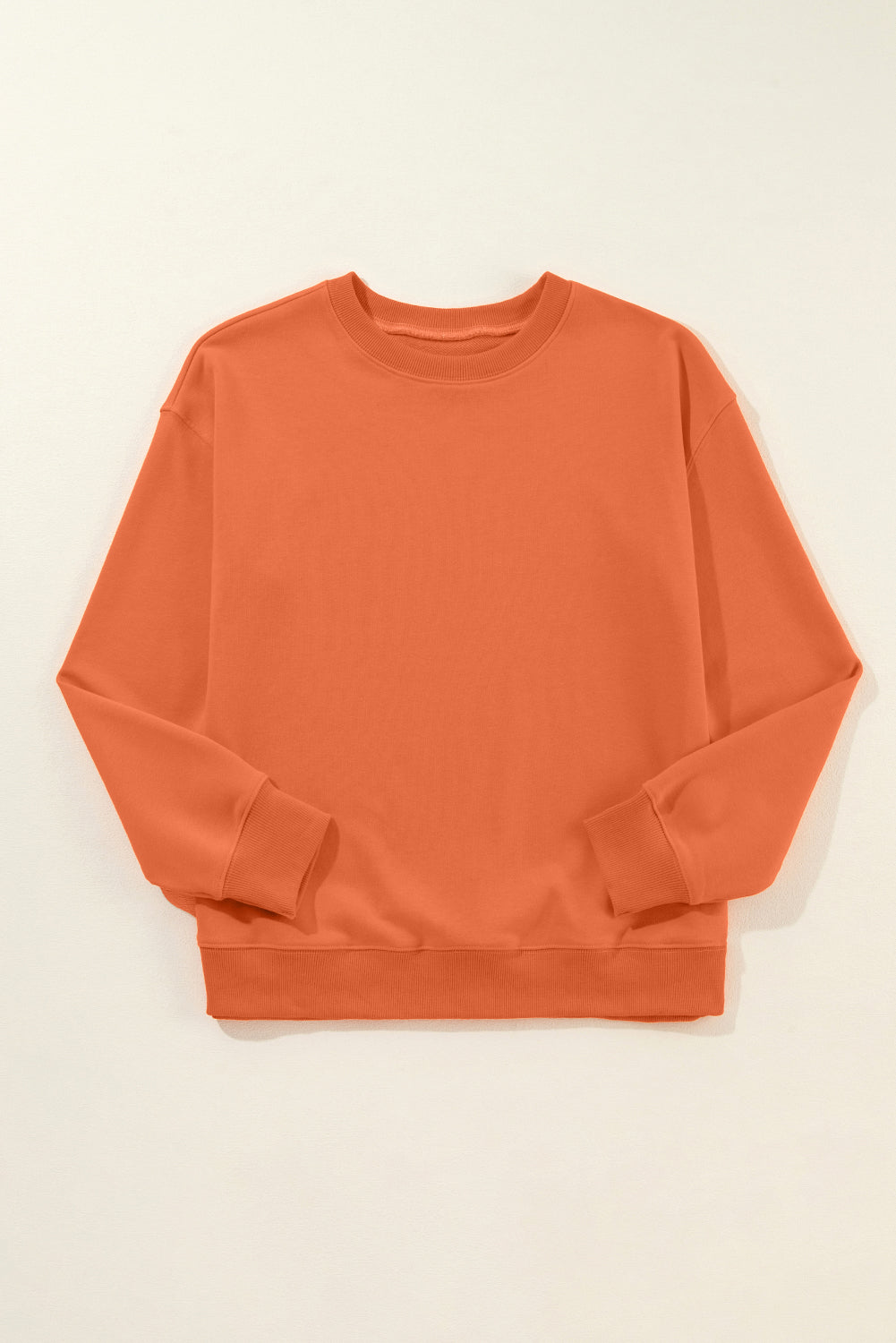 Orange Solid Classic Crewneck Pullover Sweatshirt